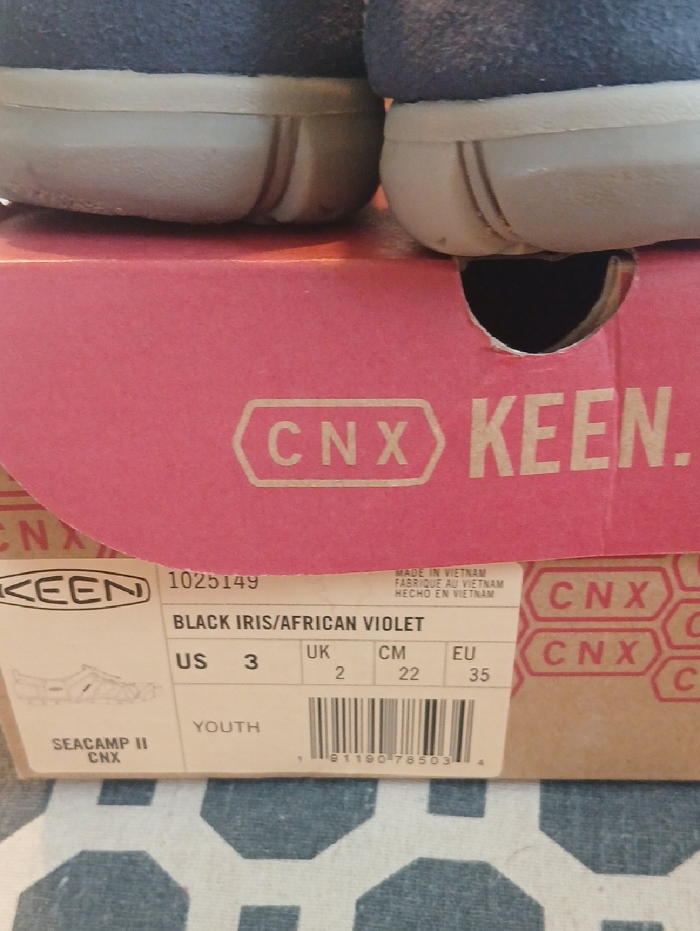 Keen Kids Seacamp II CNX Black Iris / African Violet Floral Sandals yputh Sz 3 - Picture 4 of 4